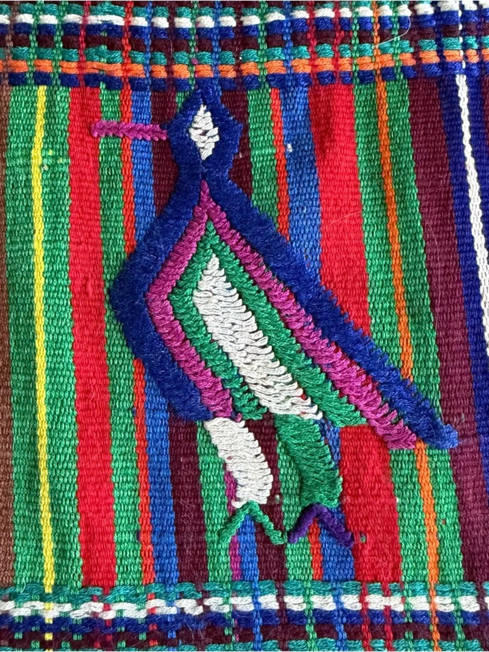 Vintage Guatemalan Textile Table Runner 30x52 Handwoven Embroidered Boho